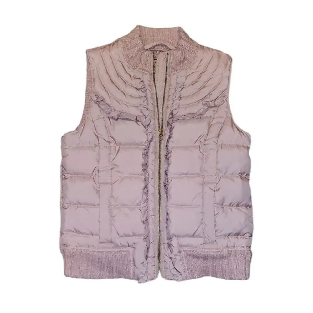 Juicy Couture Girls Pink Ruffle Full Zip Vest Sweater Size 14